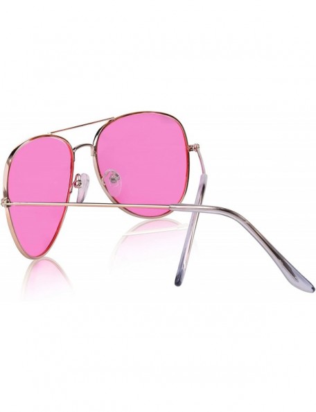 Square Aviator Sunglasses Colored Tinted Lens Glasses Metal UV400 Protection - CB18OWYCZMT $8.17