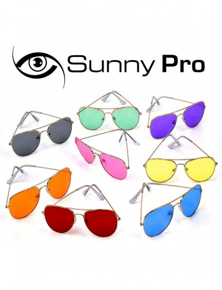 Square Aviator Sunglasses Colored Tinted Lens Glasses Metal UV400 Protection - CB18OWYCZMT $8.17