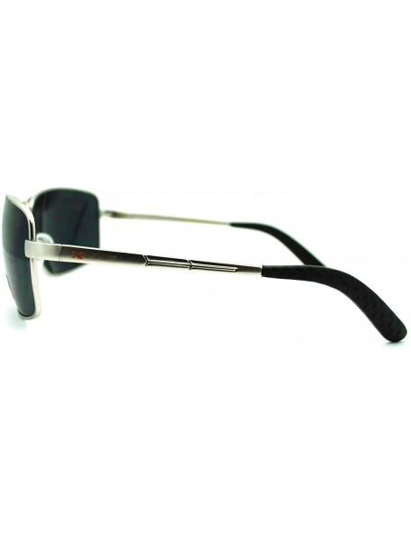 Rectangular Mens Large Rectangular Metal Rim Sport Warp Racer Sunglasses - Silver - CG11K8CFGYR $8.59