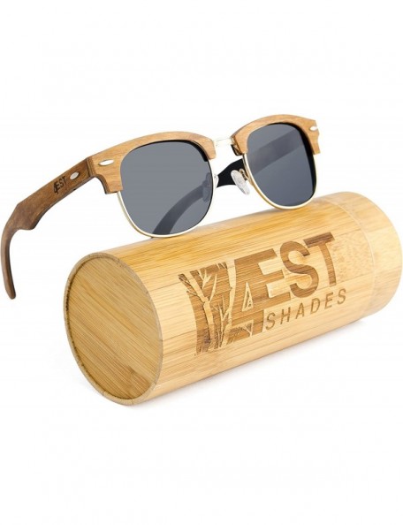 Rimless Wood Rimless Sunglasses - Handmade Wooden Frame- UV 400 Polarized Lens- Includes Case and Microfiber Cloth - CJ18W60K...
