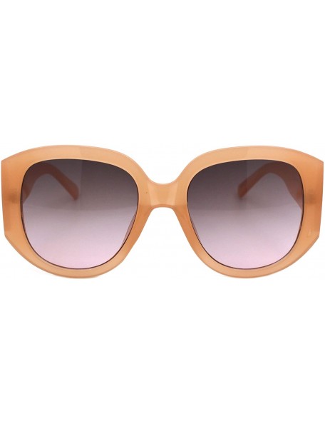 Round Womens Fashion Sunglasses Oversized Round Square Thick Temple UV 400 - Peach (Smoke Pink) - CF19399K7LK $11.27