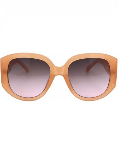 Round Womens Fashion Sunglasses Oversized Round Square Thick Temple UV 400 - Peach (Smoke Pink) - CF19399K7LK $11.27