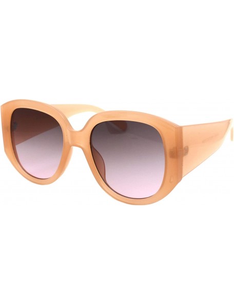 Round Womens Fashion Sunglasses Oversized Round Square Thick Temple UV 400 - Peach (Smoke Pink) - CF19399K7LK $11.27