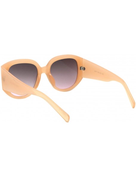 Round Womens Fashion Sunglasses Oversized Round Square Thick Temple UV 400 - Peach (Smoke Pink) - CF19399K7LK $11.27