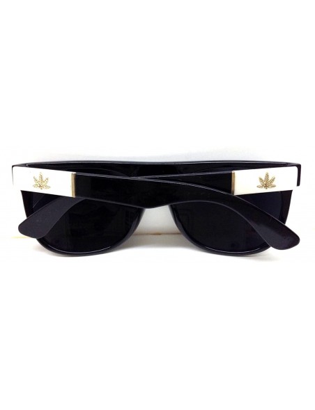 Square Black White Gold Weed Leaf Square Sunglasses - CM121NRFVC7 $8.26