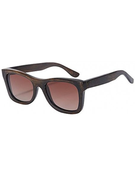 Wayfarer Genuine Wood Frame Sunglasses Men Style Polarized Glasses-Z6001 - Bamboo Brown - CG18S9TKMSS $33.62