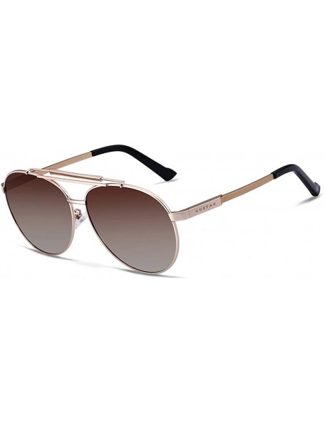 Aviator Sunglasses for Men Women Aviator Polarized Aluminum UV 400 Lens Protection - Gold & Brown - CL182077682 $10.33