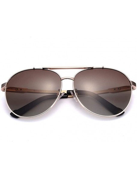 Aviator Sunglasses for Men Women Aviator Polarized Aluminum UV 400 Lens Protection - Gold & Brown - CL182077682 $10.33