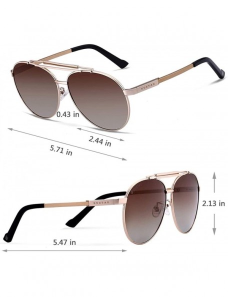 Aviator Sunglasses for Men Women Aviator Polarized Aluminum UV 400 Lens Protection - Gold & Brown - CL182077682 $10.33