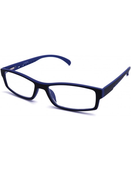 Rectangular Soft Matte Black w/ 2 Tone Reading Glasses Spring Hinge 0.74 Oz - R1 Matte Black Matte Blue - CD18WY0SY3W $37.37