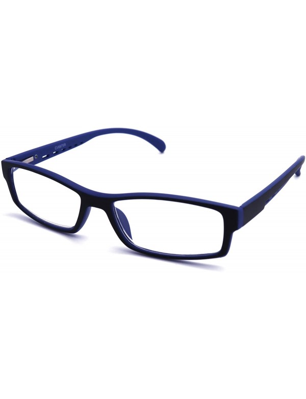 Rectangular Soft Matte Black w/ 2 Tone Reading Glasses Spring Hinge 0.74 Oz - R1 Matte Black Matte Blue - CD18WY0SY3W $14.76