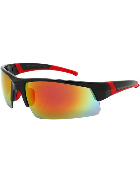 Rimless Sunglass Injection Temples Cycling Baseball - Black+red - CQ1867SIG9K $10.75