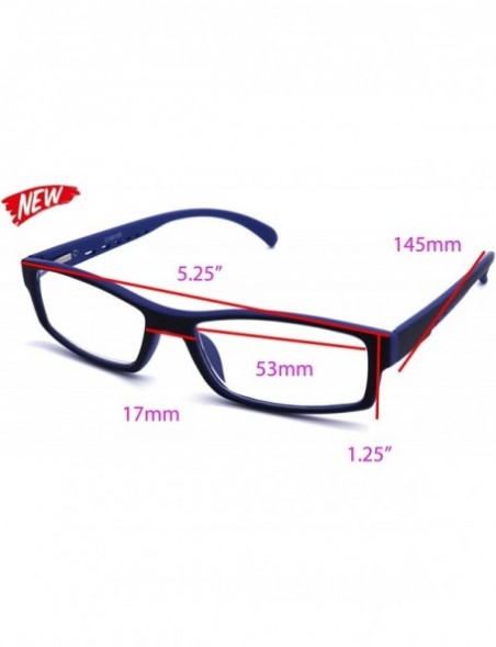 Rectangular Soft Matte Black w/ 2 Tone Reading Glasses Spring Hinge 0.74 Oz - R1 Matte Black Matte Blue - CD18WY0SY3W $14.76