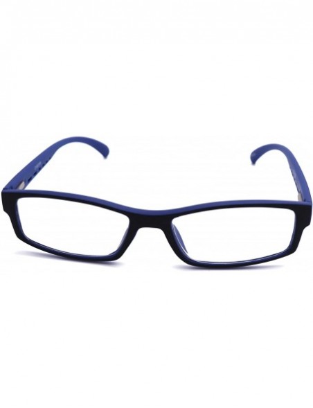 Rectangular Soft Matte Black w/ 2 Tone Reading Glasses Spring Hinge 0.74 Oz - R1 Matte Black Matte Blue - CD18WY0SY3W $14.76