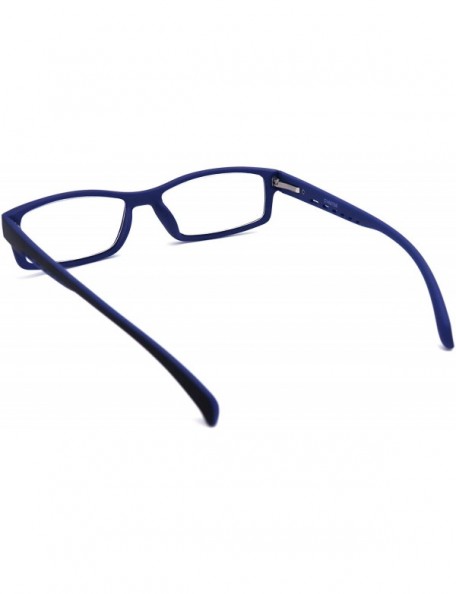 Rectangular Soft Matte Black w/ 2 Tone Reading Glasses Spring Hinge 0.74 Oz - R1 Matte Black Matte Blue - CD18WY0SY3W $14.76