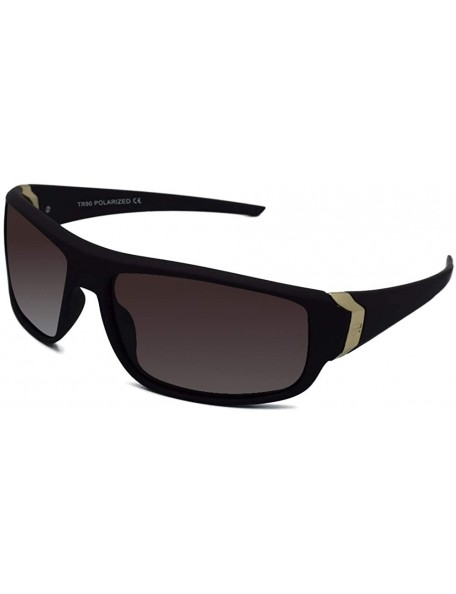 Sport Polarized Sport Men Sunglasses TR90 Frame Outdoor Driving Fashion Sun Glasses - Brown Frame Gradient Brown Lens - CW18Y...