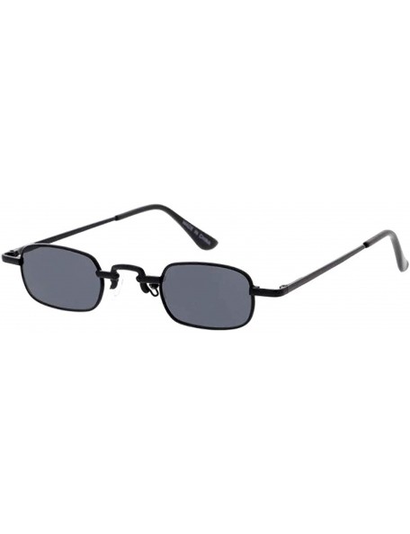 Square Fashion Wired Frame Retro Skinny Rectangular Lens Sunglasses L23 - Black - CL19202NMIW $10.81