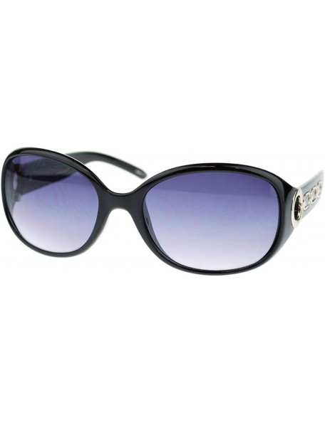 Oval Metal Chain Thick Plastic Round Oval Womens Designer Fashion Sunglasses - Black Silver - CK11OL5TS41 $7.32