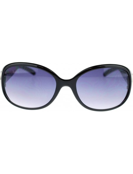 Oval Metal Chain Thick Plastic Round Oval Womens Designer Fashion Sunglasses - Black Silver - CK11OL5TS41 $7.32