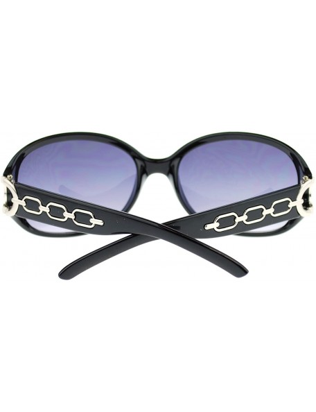 Oval Metal Chain Thick Plastic Round Oval Womens Designer Fashion Sunglasses - Black Silver - CK11OL5TS41 $7.32