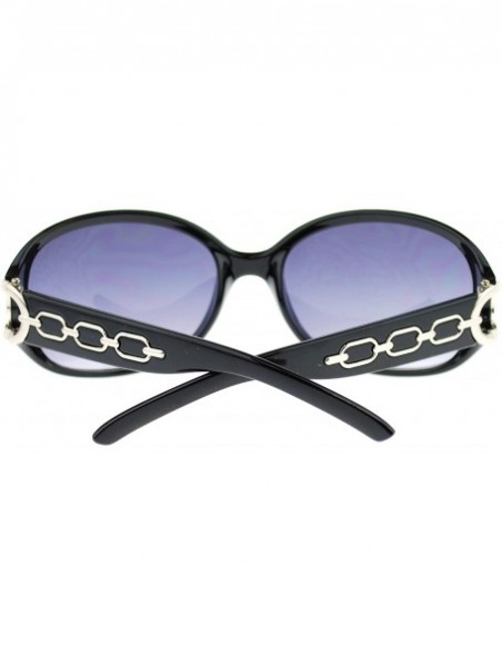 Oval Metal Chain Thick Plastic Round Oval Womens Designer Fashion Sunglasses - Black Silver - CK11OL5TS41 $7.32