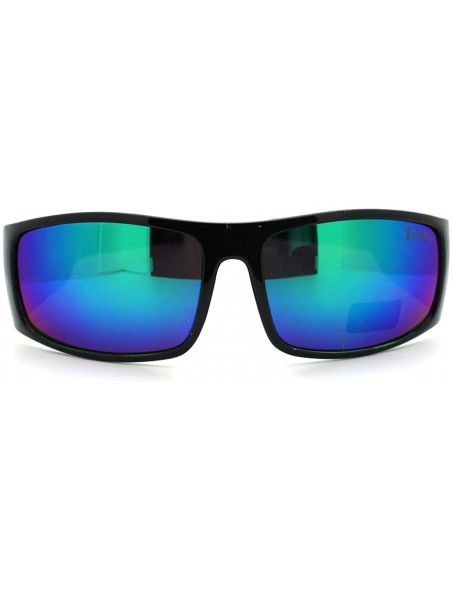Rectangular Insignia Optics Classic Men's Thick Temple Warp Around Biker Style Sunglasses - Black Green - C811D2XK6H1 $9.73
