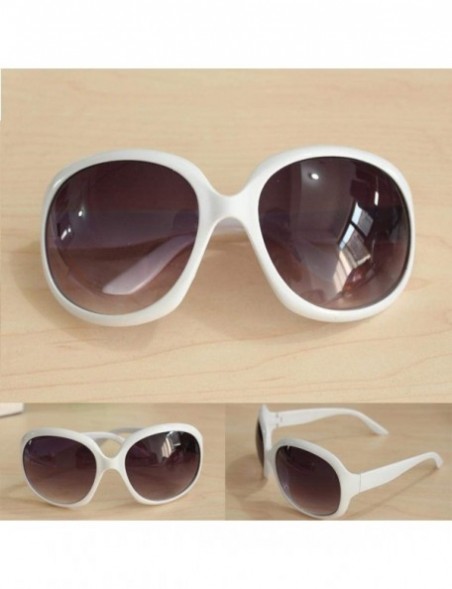 Oval Women Retro Style Anti-UV Sunglasses Big Frame Fashion Sunglasses Sunglasses - White - CM194OS65TE $14.11