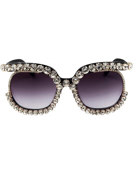 Goggle Sparkling Crystal Sunglasses UV Protection Rhinestone Sunglasses - White - C518XS9MMS7 $13.58