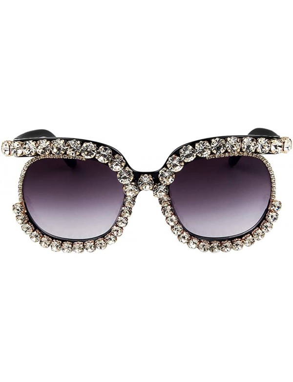 Goggle Sparkling Crystal Sunglasses UV Protection Rhinestone Sunglasses - White - C518XS9MMS7 $13.58