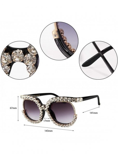 Goggle Sparkling Crystal Sunglasses UV Protection Rhinestone Sunglasses - White - C518XS9MMS7 $13.58