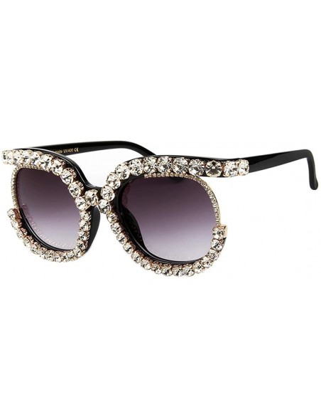 Goggle Sparkling Crystal Sunglasses UV Protection Rhinestone Sunglasses - White - C518XS9MMS7 $13.58