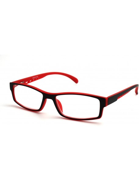 Rectangular Soft Matte Black w/ 2 Tone Reading Glasses Spring Hinge 0.74 Oz - Matte Black Red - CH12C1Y0E55 $19.32