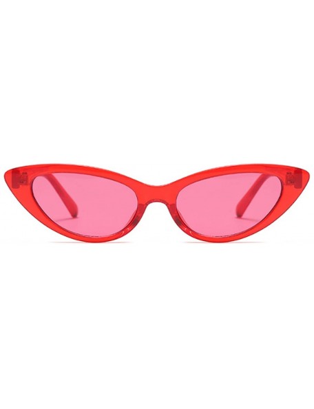 Cat Eye Cat Eye Small Sunglasses Small Narrow Oval Vintage Retro Mini eyewear - Red - C618DTL24WH $19.33