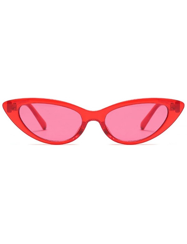 Cat Eye Cat Eye Small Sunglasses Small Narrow Oval Vintage Retro Mini eyewear - Red - C618DTL24WH $9.54