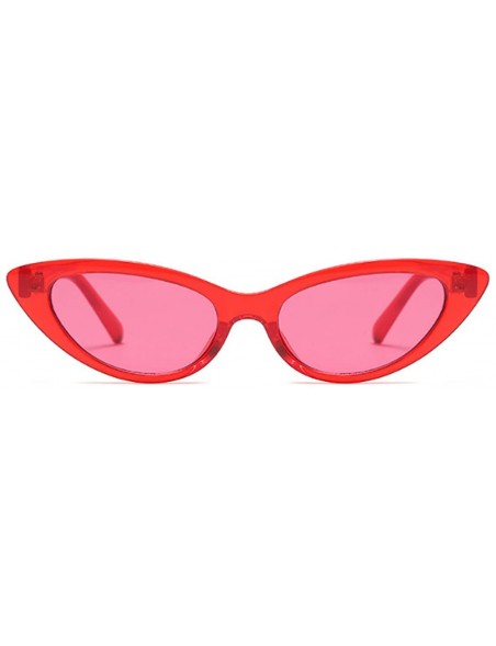 Cat Eye Cat Eye Small Sunglasses Small Narrow Oval Vintage Retro Mini eyewear - Red - C618DTL24WH $9.54