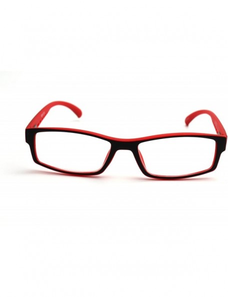 Rectangular Soft Matte Black w/ 2 Tone Reading Glasses Spring Hinge 0.74 Oz - Matte Black Red - CH12C1Y0E55 $19.32