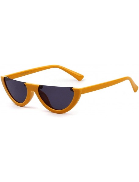 Rectangular Clout Goggles Cat Eye Sunglasses Half Frame Vintage Mod Style Retro Kurt Cobain Eyewear - Orange - CB18E3DDLN6 $9.99