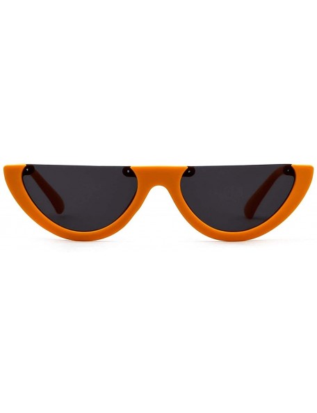 Rectangular Clout Goggles Cat Eye Sunglasses Half Frame Vintage Mod Style Retro Kurt Cobain Eyewear - Orange - CB18E3DDLN6 $9.99