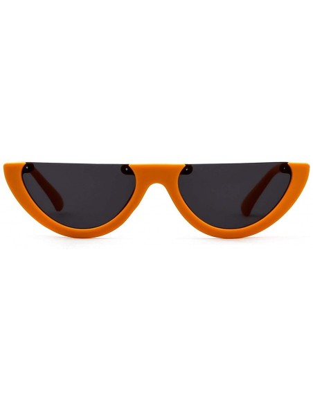 Rectangular Clout Goggles Cat Eye Sunglasses Half Frame Vintage Mod Style Retro Kurt Cobain Eyewear - Orange - CB18E3DDLN6 $9.99