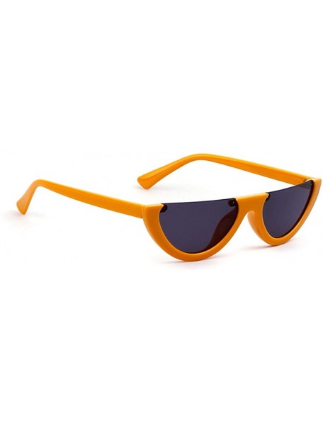 Rectangular Clout Goggles Cat Eye Sunglasses Half Frame Vintage Mod Style Retro Kurt Cobain Eyewear - Orange - CB18E3DDLN6 $9.99