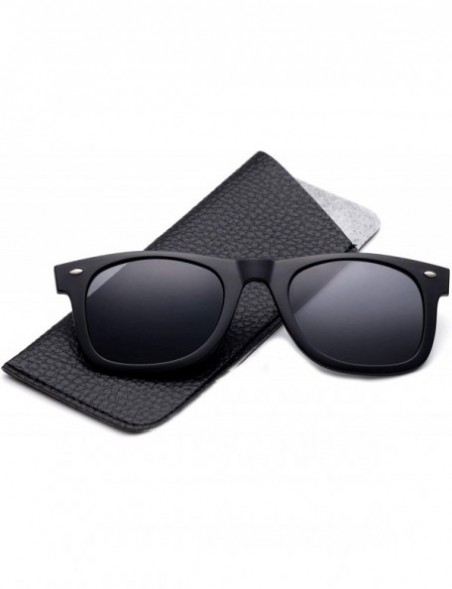 Round Newbee Fashion Polarized Clip Sunglasses - 50mm Smoke-w/Pouch - CY129U0C1N1 $10.70