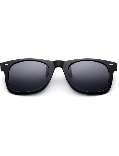 Round Newbee Fashion Polarized Clip Sunglasses - 50mm Smoke-w/Pouch - CY129U0C1N1 $10.70