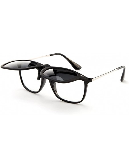 Round Newbee Fashion Polarized Clip Sunglasses - 50mm Smoke-w/Pouch - CY129U0C1N1 $10.70