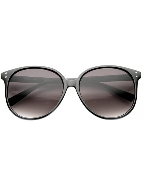 Round Retro P3 Round Metal Rivet Horn Rimmed Sunglasses - Black Lavender - C511YEC5KQL $7.59