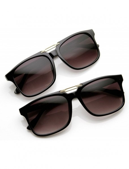 Wayfarer Classic Traditional Horned Rim Flat Top Square Horn Rimmed Sunglasses (2-Pack) - CY11CL3J381 $15.32