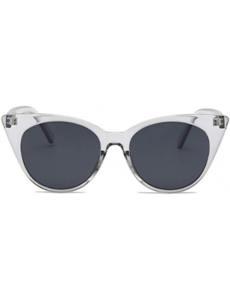 Rectangular Unisex Vintage Translucent Tint Cat Eye Plastic Lenses Sunglasses - Black Gray - C218N78DYAW $11.66