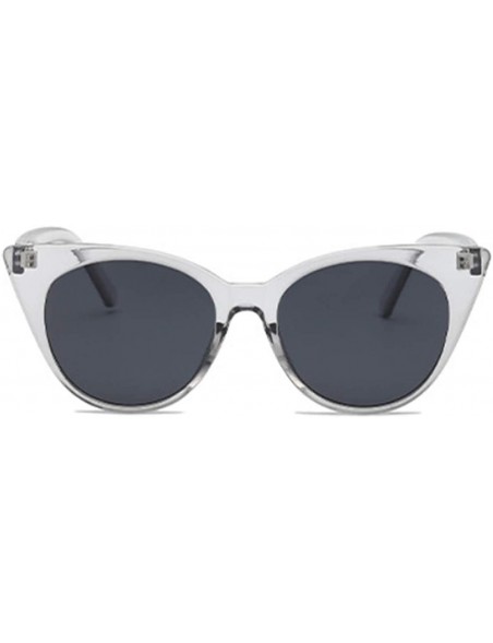 Rectangular Unisex Vintage Translucent Tint Cat Eye Plastic Lenses Sunglasses - Black Gray - C218N78DYAW $11.66