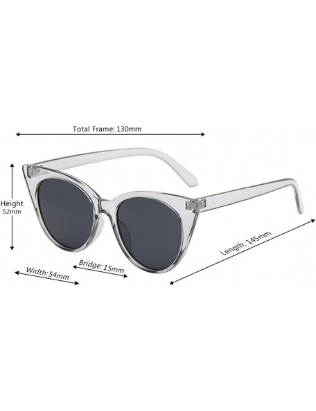 Rectangular Unisex Vintage Translucent Tint Cat Eye Plastic Lenses Sunglasses - Black Gray - C218N78DYAW $11.66