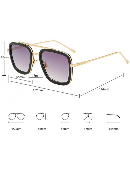 Round Square Sunglasses For Unisex Goggle Classic Alloy Frame Gradient Lens Tony Stark LK1803 - CJ18WMIYR8C $21.96