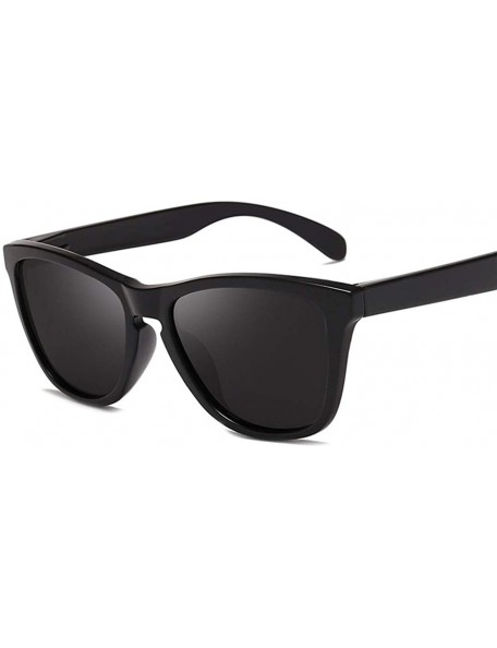 Square Men Women Classic Polarized Sunglasses Square Sun Glasses Vintage Driving Goggles UV400 - Bright Black Grey - CP199QCL...